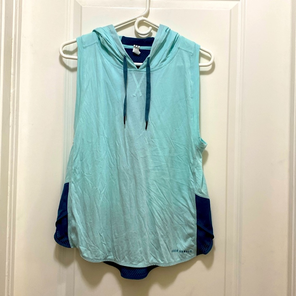 Under armour sleeveless hoody teal size M loose